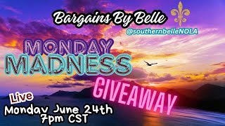 Monday GIVEAWAY Madness Sale Auction  BARGAINS BY BELLE  Come BUY for entries into the drawings [upl. by Robenia]