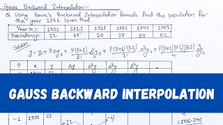 Gauss Backward Interpolation Formula [upl. by Delle]