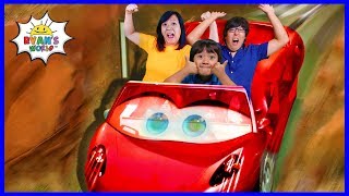 Disneyland Cars Rides and Fun Kids Amusement roller coasters with Ryan [upl. by Arrio]