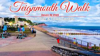 Teignmouth Walk 4k Beach Pier amp Town Centre 2024 [upl. by Trinia]