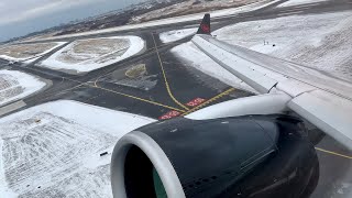 Air Canada Airbus A220300 Winter Takeoff from Toronto Pearson  YYZYUL [upl. by Morgana266]