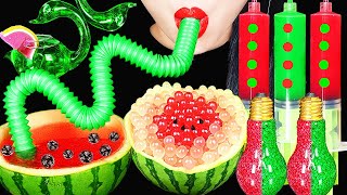 ASMR DRINKING SOUNDS 신기한 물 먹방 POP TUBE EDIBLE FROG EGGS WATERMELON JELLO SHOOTER BOBA EATING SOUNDS [upl. by Adnama]