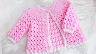 ¡Aprende a tejer lindo sweater cardigan top down ideal para principiantes  crochet paso a paso [upl. by Haman]