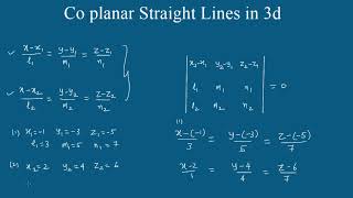 Co planar lines  Coplanarity of two lines in hindi [upl. by Paddy646]