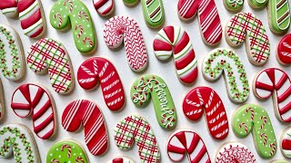 10 CANDY CANE CHRISTMAS COOKIES  Satisfying Cookie Decorating [upl. by Lienhard800]