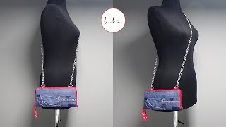 How to Sew Denim Crossbody Bag I Easy Denim Shoulder Bag howtosew howtosewbag denimcrossbodybag [upl. by Yrrab]