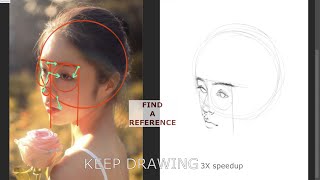 keep drawing Day 1156【Find a reference】how to draw face draing step by step painting [upl. by Elmina]