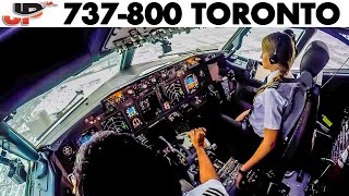 Piloting Boeing 737 for Winter Landing in Toronto  Cockpit Views [upl. by Easton]