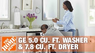 GE 50 Cu Ft Washer amp 78 Cu Ft Dryer  The Home Depot [upl. by Ilehs820]