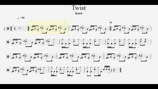 Korn  Twist drum tab score sheet music [upl. by Felita]