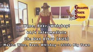 Wine Beer Whiskey  Line Dance Tutorial [upl. by Anelah425]