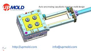 Unscrewing cap with spinning thread core on plastic mold making by Upmoldcom [upl. by Avirt843]