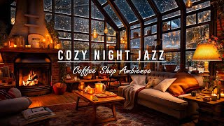 Warm Piano Jazz Music in Cozy Bookstore Cafe Ambience  Relax Winter Jazz for Work Study or Sleep [upl. by Baillie]