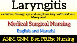 Laryngitis  Medical Surgical Nursing  BSc Nursing  GNM  PB BSc Nursing ent laryngitis [upl. by Inimak420]