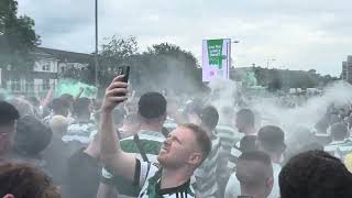 Celtic fans march to Hampden before Celtic Vs Rangers showdown in Scottish Cup final 2024 [upl. by Matejka]