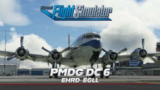 MSFS 2020  PMDG DC6  EHRD  iniScene EGLL [upl. by Auqinahc]