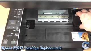 Epson Stylus SX215 How to Change Ink Cartridges [upl. by Atinehc]