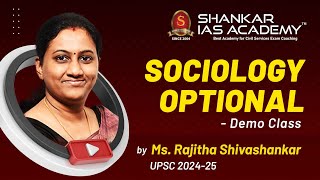 Sociology Optional Demo Class by Ms Rajitha Shivashankar  UPSC  Shankar IAS Academy [upl. by Nojed]