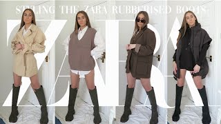 STYLING THE ZARA KHAKI RUBBERISED BOOTS  STYLE HAUL [upl. by Leverett]