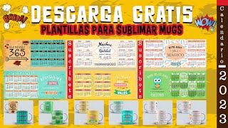 Plantillas Para Sublimar Mugs Gratis Calendario 2023 [upl. by Anialem728]