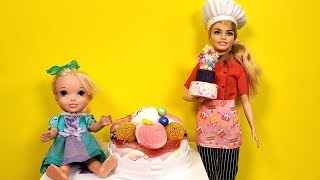 CAKE baking  Elsa and Anna  Barbie  cake shop [upl. by Iinde]