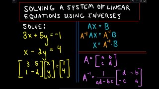 ❖ Solving a System of Linear Equations Using Inverses ❖ [upl. by Izawa51]