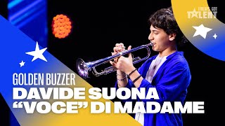 Davide Battista conquista il GOLDEN BUZZER di Mara 🌟 con la sua tromba a Italias Got Talent [upl. by Hsirrap122]