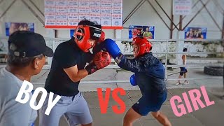 Khim red glovesBOY Vs Nishika blue gloves GIRL  Sparring day [upl. by Moore]