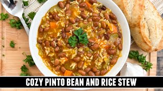 COZY Pinto Bean amp Rice Stew  HEARTHEALTHY One Pan Recipe [upl. by Ayik]