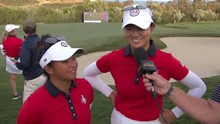 Solheim Cup 2023  Tag 1  Interview Rose Zhang und Megan Khang [upl. by Norrehs133]