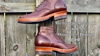 RENAVGOODSCO A1 Plain Toe Boot in Horween Brown DHF unboxing [upl. by Harcourt]