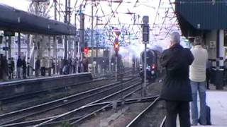 60019 Bittern speeds through Doncaster with The Great Britain III with whistles on 14410 [upl. by Nodnerb917]