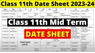 class 11 mid term date sheet 202324  cbse mid term date sheet 2023  cbse date sheet 202324 [upl. by Allyson]