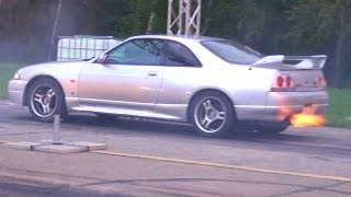 Nissan GTR FLAMES vs VW Corrado VR6 Turbo Drag Race 14 Mile Viertelmeile Beschleunigungsrennen [upl. by Follmer866]