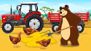 Hardworking farmer and Straw for Dairy Cows  The Bear Farm Life  Funny Vehicle Farm [upl. by Guise]