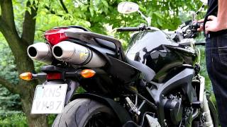 Yamaha FZ6  Stock exhaust vs LeoVince SBK [upl. by Ahsinik]