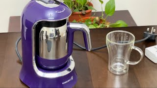 Korkmaz Turkish Electric Coffee Maker 400W 36110A86001 PurpleSilverكوركماز للقهوة التركية [upl. by Stafani233]