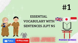 JLPT N5 Vocabulary and Example essential 01Japanese for Beginners [upl. by Jed]