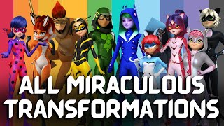 Miraculous ALL Character Transformations and Unifications Seasons 15  Miraculous Ladybug [upl. by Coad147]