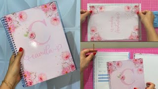 Como encapar caderno expiral com papel fotografico adesivo\Caderno expiral personalizado [upl. by Anna-Maria945]