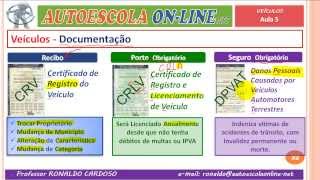 05 VEÍCULOS DOCUMENTOS EQUIPAMENTOS  LEGISLAÇÃO DE TRÂNSITO EM AUTOESCOLA [upl. by Egas24]