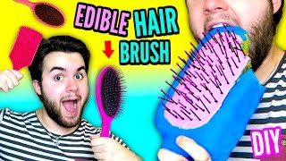 DIY Edible Hairbrush  EAT Your Brush  Brush Your Hair With Food [upl. by Narot]