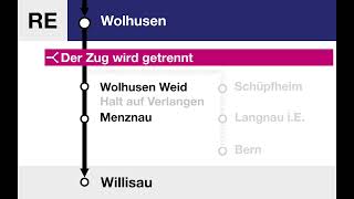 BLS Ansage • RES7 • Wolhusen weiter als S7 nach Willisau D F E [upl. by Iden926]