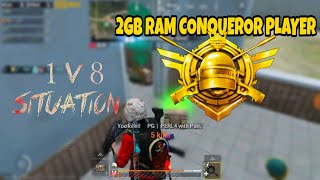 Life Of 2gb Ram Conqueror player  Solo Vs Squad  Pubg Mobile In Low End Device  KD PUBG [upl. by Suckram]