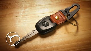 How to Make Leather Car Key Holder with Key Ring Clip Keychain [upl. by Hanforrd]