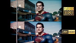 Comparison 4k vs 1080p  Man of Steel Battle In Smallville [upl. by Alicsirp]