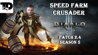 Fastest Crusader Speed Farming  LoN Bombardment  Horsey Build  Diablo 3 Patch 24 Season 5 [upl. by Duile]