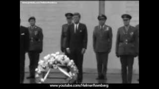 June 28 1963  President John F Kennedy at Wreath Laying Ceremony at Arbour Hill Memorial Park [upl. by Casilde]