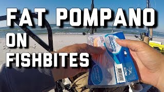 Surf Fishing Catching BIG Pompano with FishBites BEST Pomp Bait [upl. by Perry]