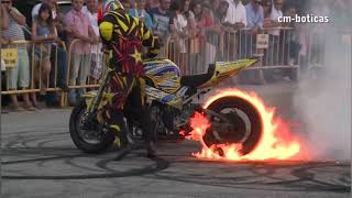 FIRE BURNOUT  tyre blast  most Dangerous stunt [upl. by Marge]